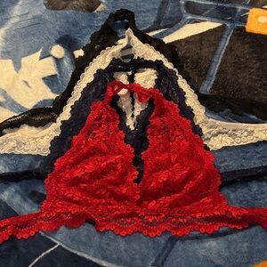 Elegant Lace Bralette Set - Red, Black, White, Navy blue